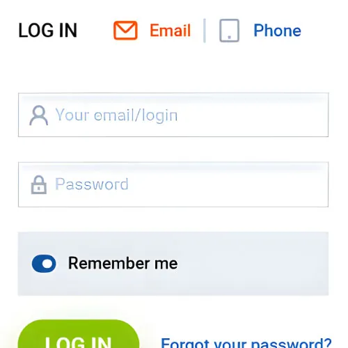 Instruction Log in to the account